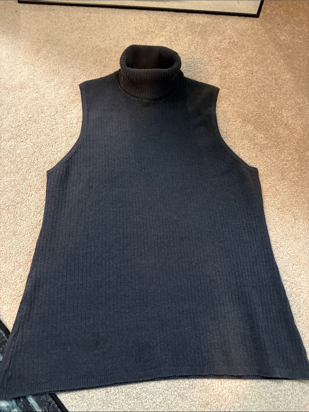 Vintage Chicos Grey Ribbed Sleeveless Turtleneck Silk Cotton Blend